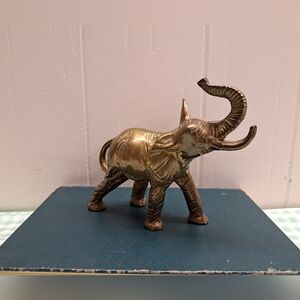 Vintage Solid Brass Elephant w/ Trunk Up Figurine